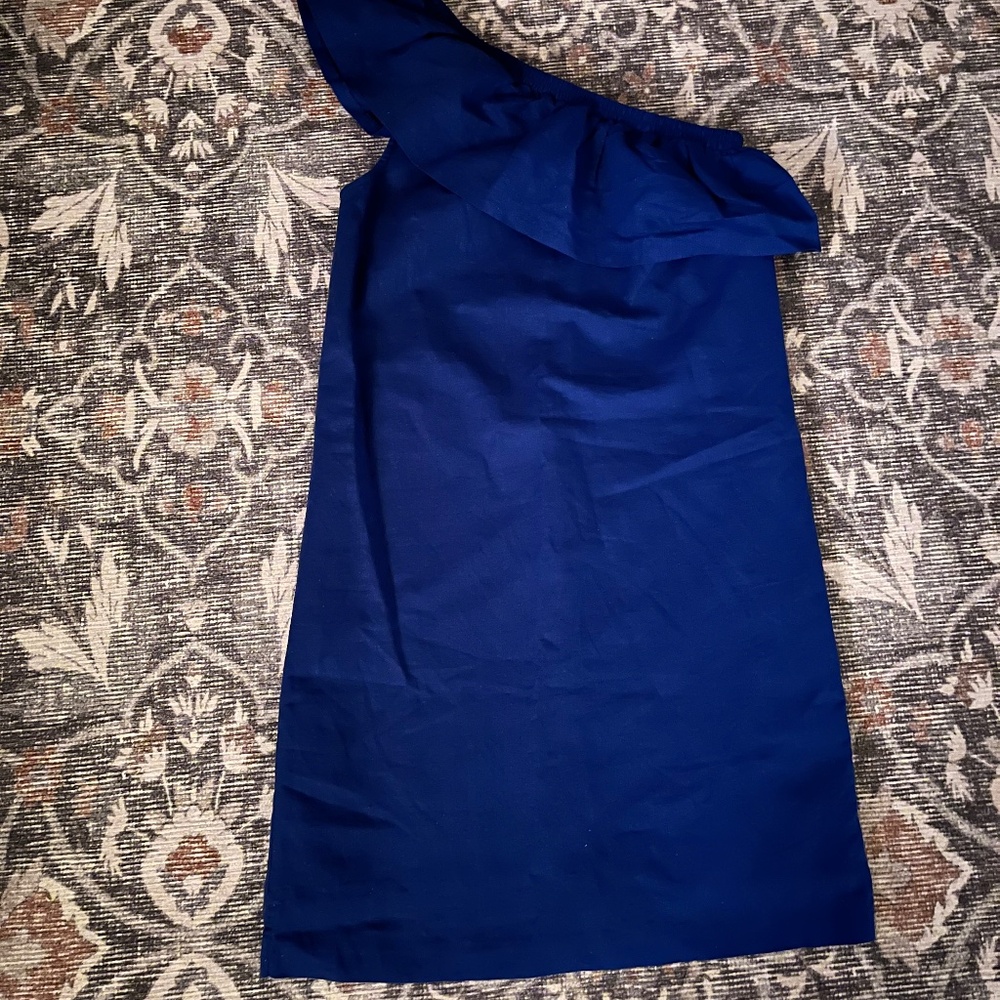 Bistro Blue One Shoulder Ruffle Dress-J.Crew/Xxs